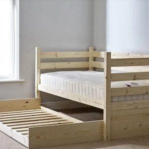 Wood Triple Bunk Bed with Trundle - Space-Saving Kids Bedroom Furniture