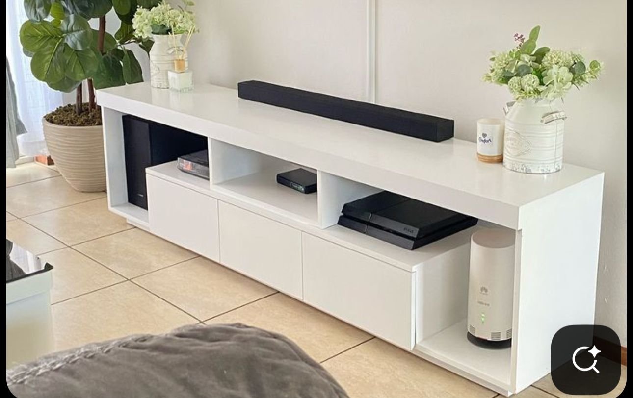 Contemporary White TV Console With Multi Level Storage Kingdom Wood contemporary-white-tv-console-with-multi-level-storage-kingdom-wood