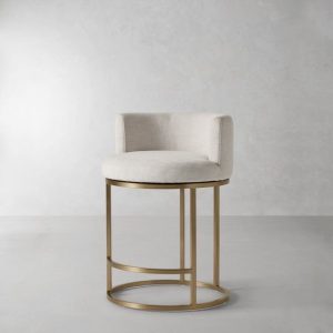 2025/08/1000142752.jpg Modern swivel counter stool with cream upholstered seat and brushed brass circular base frame