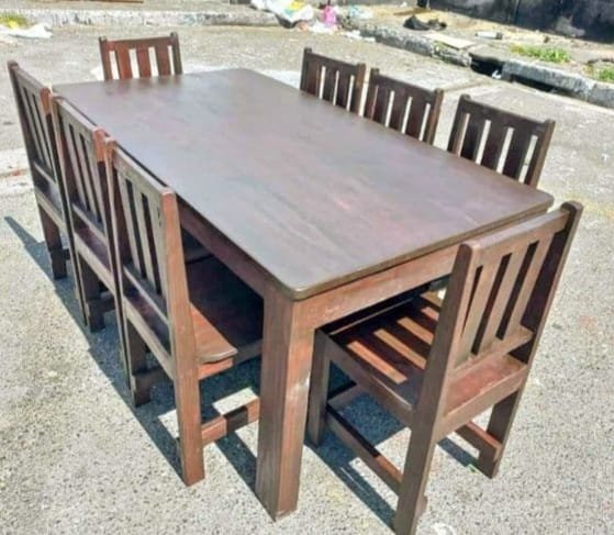 "8-Seater Solid Wood Dining Set with Mission-Style Chairs"
