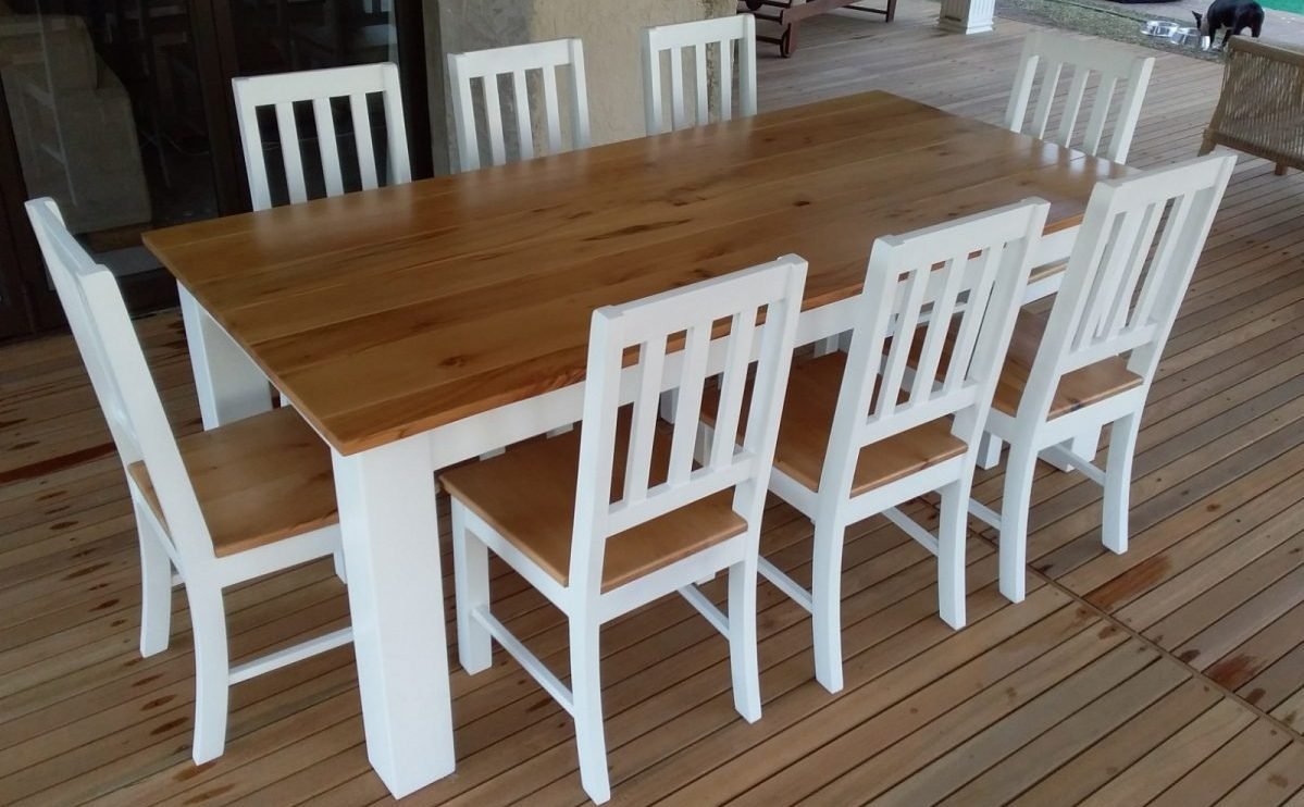 "8-Seater Solid Wood Dining Set with Mission-Style Chairs" - Image 2