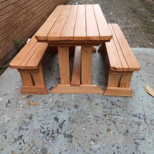 Outdoor Wooden Picnic Table with Benches